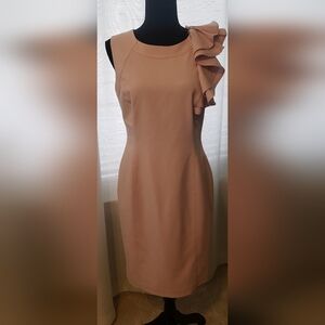 Calvin Klein Soft Pink/Dusty Rose Shoulder Ruffle Dress